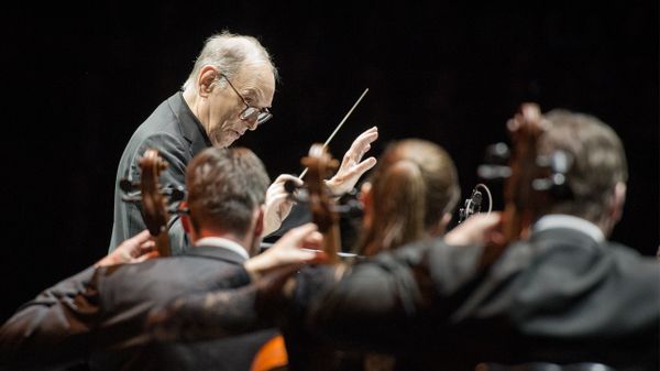 Ennio Morricone en concert au Palais Omnisport de Paris Bercy, le 4 février 2014.